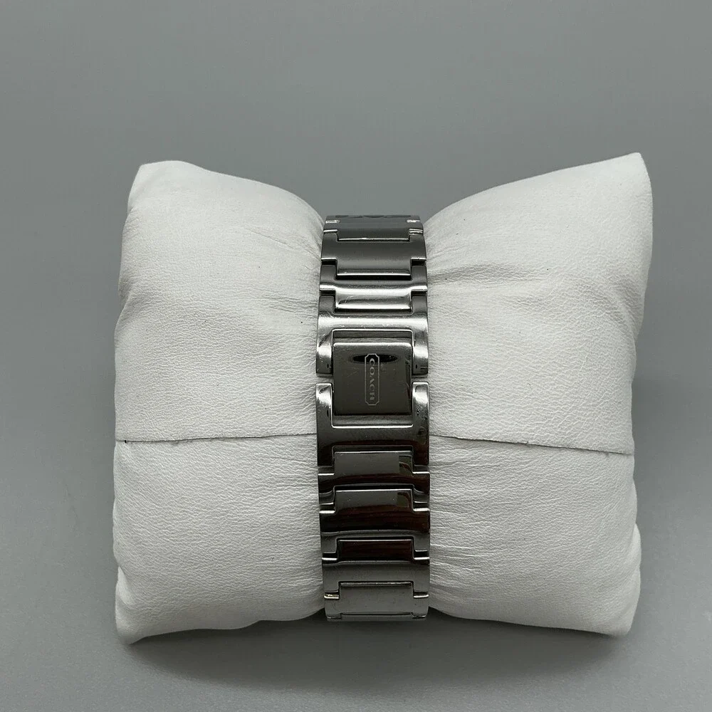 Coach Legacy Womens Watch 27mm Silver Dial Signature Bangle New Battery 7.25